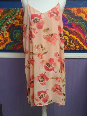 Perfect Peach ~ Sz L ~ Floral Pattern Dress ~ Excellent Condition